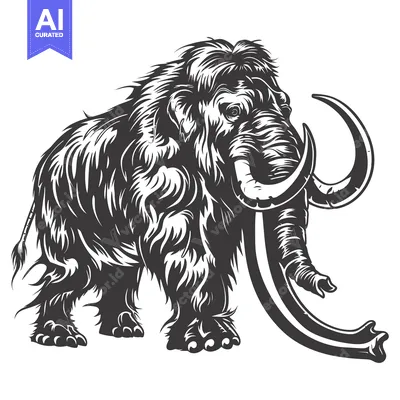 Popular premium asset: A Detailed Black and White Illustration of a Woolly Mammoth