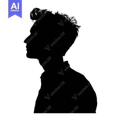 Aset desain premium: Silhouette of a man's head and shoulders facing left