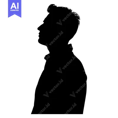 Aset desain premium: Silhouette of a man's profile in a black shirt
