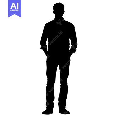 Aset premium populer: Silhouette of a Man Standing with Hands in Pockets