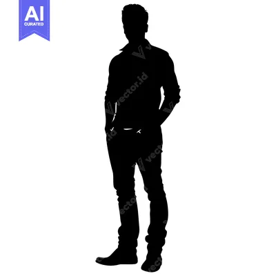 Premium design asset: Silhouette of a Man Standing with Hands in Pockets