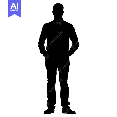 Aset premium populer: Silhouette of a Man Standing with Hands in Pockets