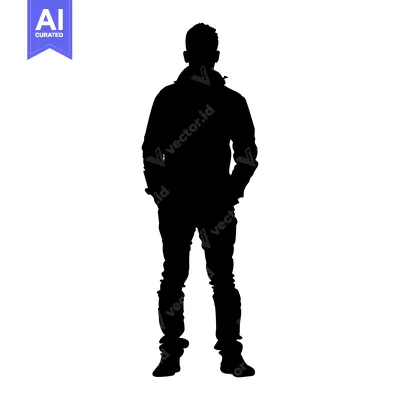 Aset desain premium: Silhouette of a Man Standing with Hands in Pockets