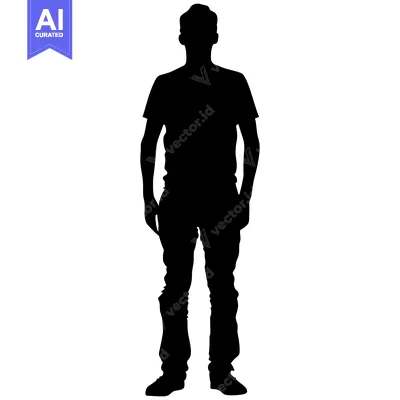 Premium design asset: Silhouette of a Man in Casual Clothing Standing with Hands in Pockets