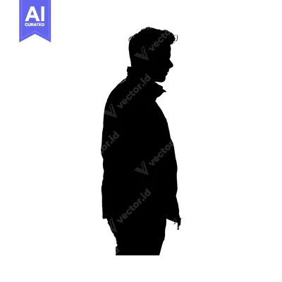 Premium design asset: Silhouette of a Man in a Jacket Standing Alone