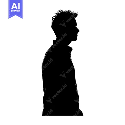Aset premium populer: Silhouette of a Man in Profile