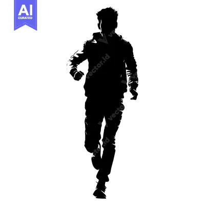 Aset premium populer: Silhouette of a Man Running Forward