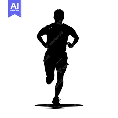 Aset premium populer: Silhouette of a Male Runner in Motion