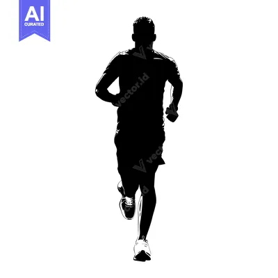 Aset premium populer: Silhouette of a Man Running Forward