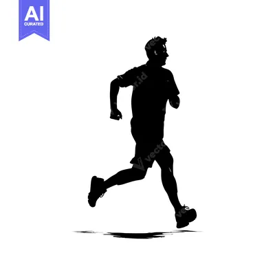 Popular premium asset: Silhouette of a Man Running with a Swept Back Hair Style