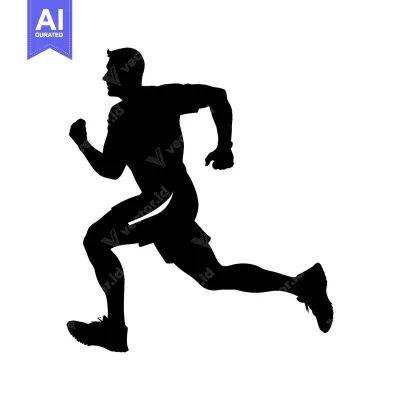 Aset desain premium: Silhouette of a Man Running with Legs Extended