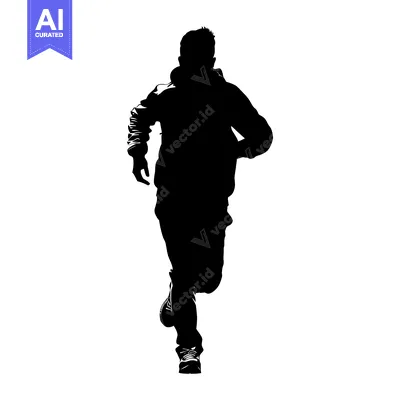 Aset premium populer: Silhouette of a Man Running Forward