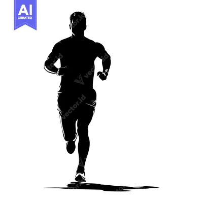 Aset desain premium: Silhouette of a Man Running with a Shadow