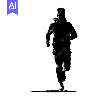 Popular premium asset: Silhouette of a Man Running with a Hooded Sweatshirt