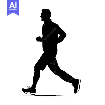 Premium design asset: Silhouette of a Man Running with One Foot in Mid-Air