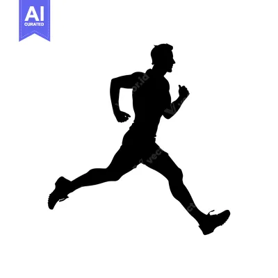 Aset premium populer: Silhouette of a Running Man in Mid-Stride