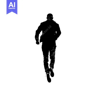 Premium design asset: Silhouette of a Man Running Away from the Viewer