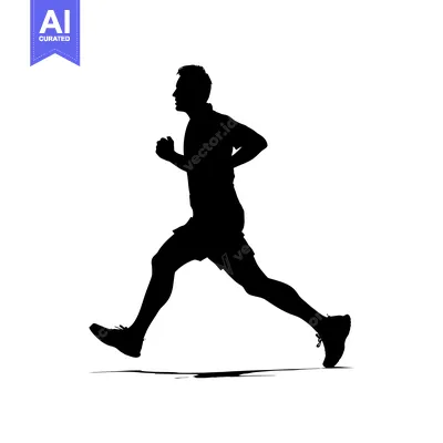 Aset premium populer: Silhouette of a Male Runner in Mid-Stride