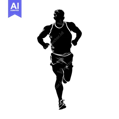 Premium design asset: Silhouette of a Male Runner in Mid-Stride