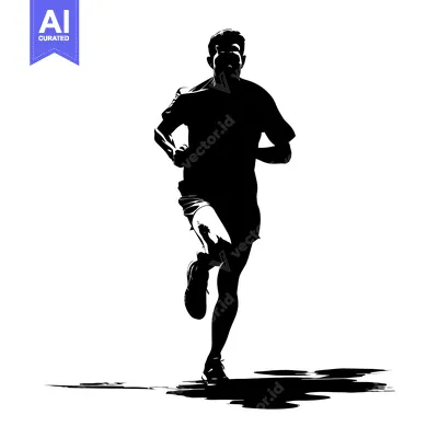 Aset premium populer: Silhouette of a Runner in Mid-Stride