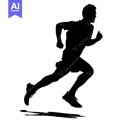 Aset desain premium: Silhouette of a Male Runner in Motion