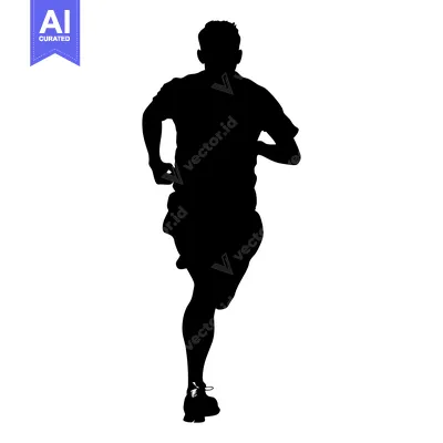 Aset desain premium: Silhouette of a Man Running in a Sprinter's Pose