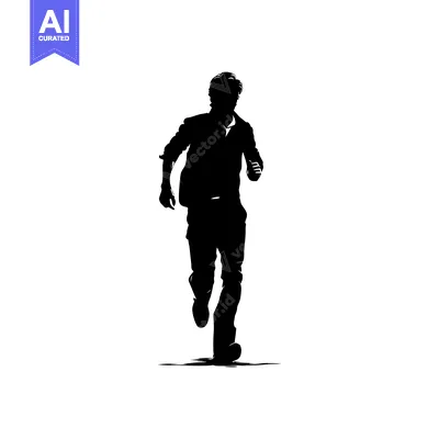 Aset premium populer: Silhouette of a Man Running Forward