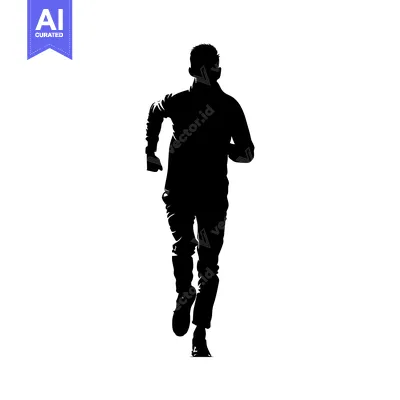 Aset premium populer: Silhouette of a Man Running Forward