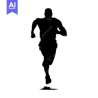 Aset premium populer: Silhouette of a Man Running Forward