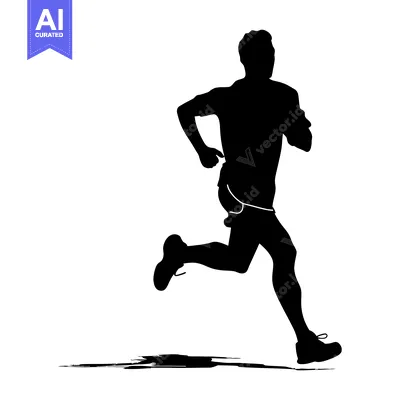 Aset desain premium: Silhouette of a Male Runner in Motion