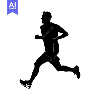 Premium design asset: Silhouette of a Man Running with Determination