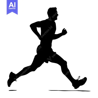 Aset desain premium: Silhouette of a Man Running with Determination