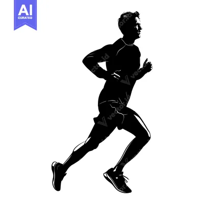 Aset desain premium: Silhouette of a Male Runner in Motion