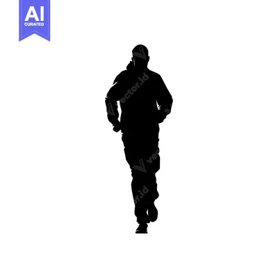 Aset premium populer: Silhouette of a Man Running Forward