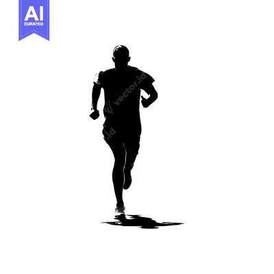 Premium design asset: Silhouette of a Man Running Forward with His Arms Bent