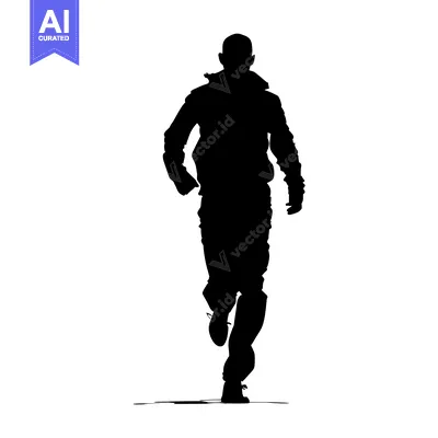 Aset desain premium: Silhouette of a Man Running in a Jacket