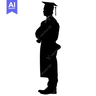 Aset premium populer: Silhouette of a Graduate Wearing a Cap and Gown