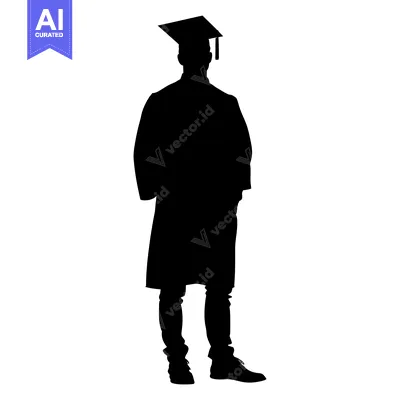 Aset premium populer: Silhouette of a Graduate in Cap and Gown