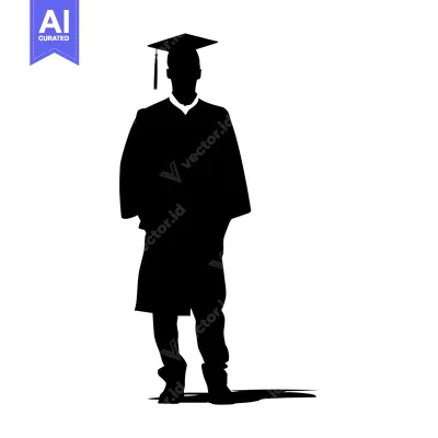 Aset premium populer: Silhouette of a Graduate Wearing a Cap and Gown