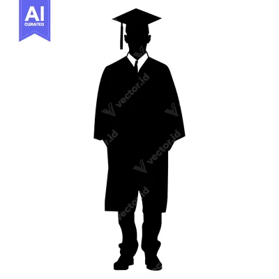 Aset premium populer: Silhouette of a Graduate in Cap and Gown