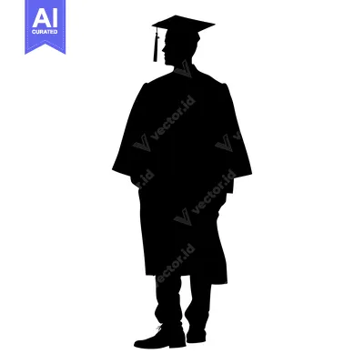 Aset premium populer: Silhouette of a Graduate Wearing a Cap and Gown