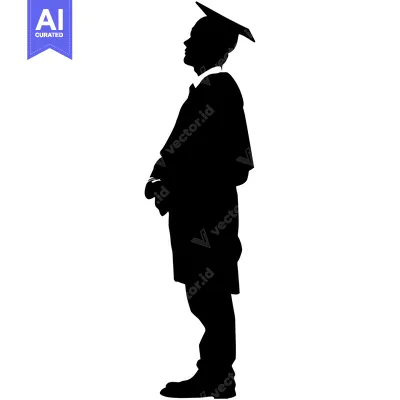 Aset premium populer: Silhouette of a Graduate in Cap and Gown