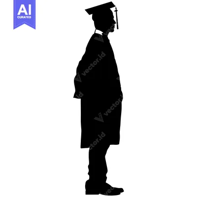 Aset premium populer: Silhouette of a Graduate Wearing a Cap and Gown