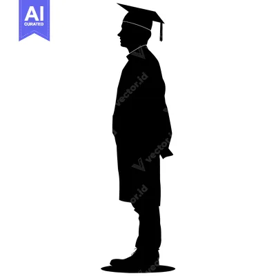 Aset premium populer: Silhouette of a Graduate in Cap and Gown