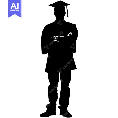 Popular premium asset: Silhouette of a Graduate with Crossed Arms and a Graduation Cap