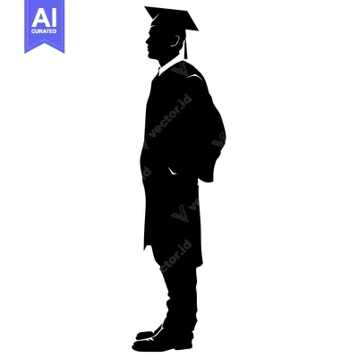 Aset premium populer: Silhouette of a Male Graduate in Cap and Gown