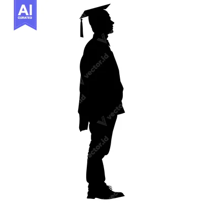 Aset premium populer: Silhouette of a Graduate Wearing a Cap and Gown