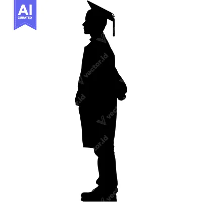 Aset premium populer: Silhouette of a Graduate in Cap and Gown