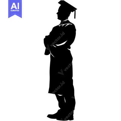 Aset premium populer: Silhouette of a Graduate Standing with Arms Crossed
