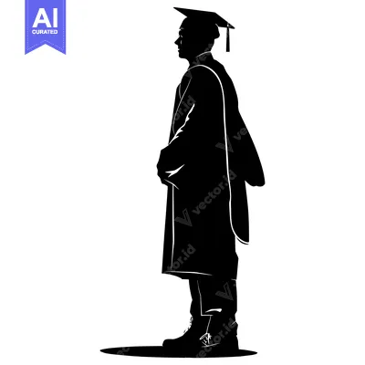Aset premium populer: Silhouette of a Graduate in Cap and Gown